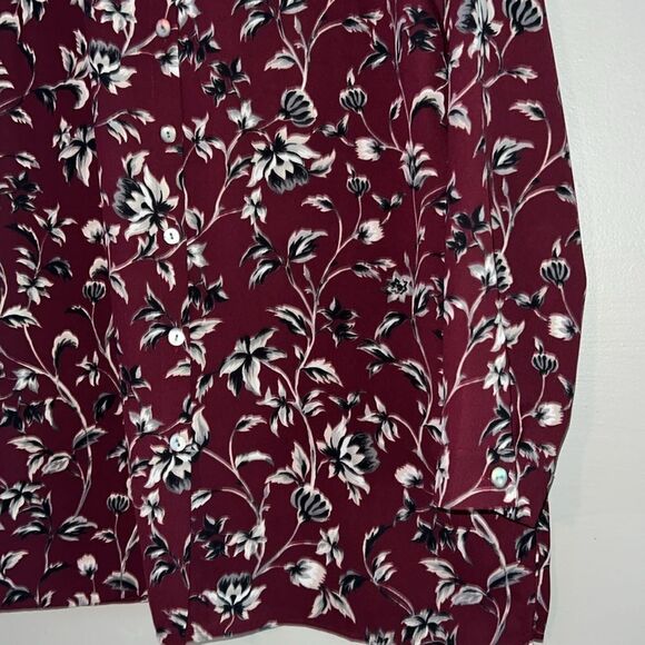 J JILL Button Front Collared Floral Tunic Top Shirt Blouse Small Long Sleeve - Picture 4 of 9